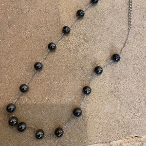 Pewter glass bead necklace